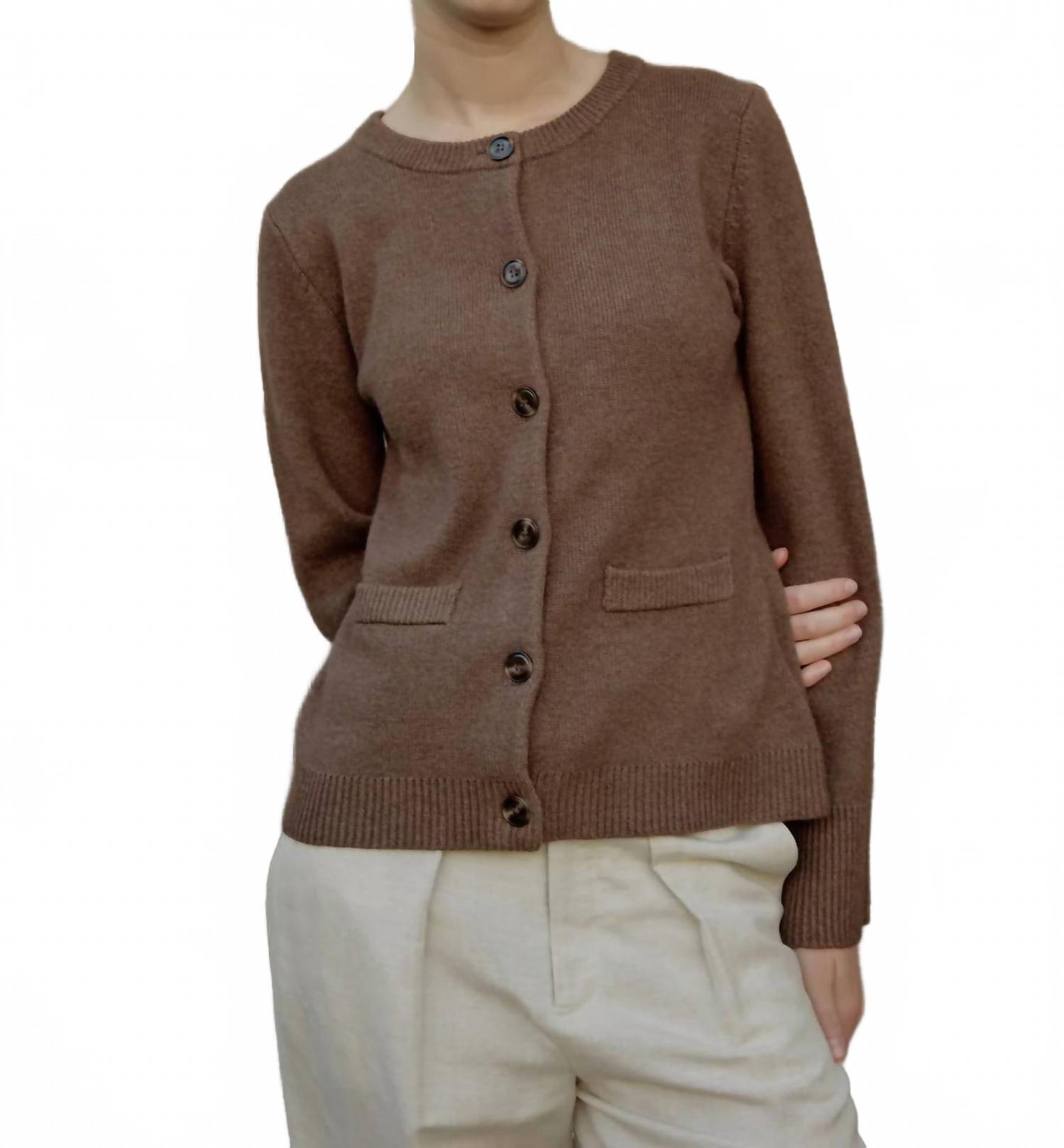 New Mod Ref Flared Sleeve Cardigan In Chestnut Brown